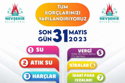 Nevşehir Belediyesi'nden yapılandırma uyarısı